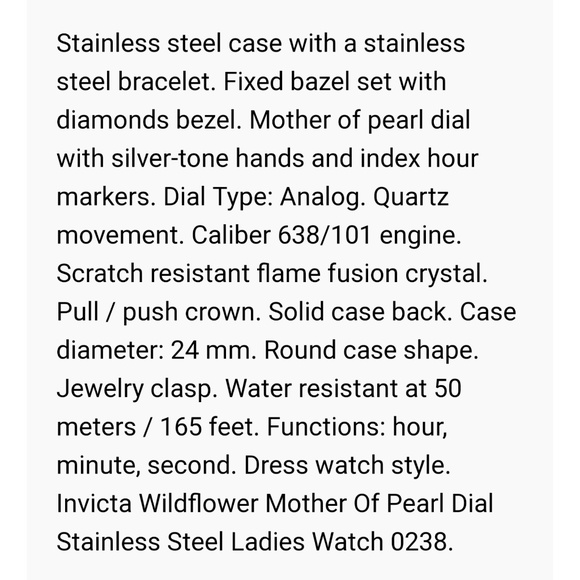 Invicta Wildflower Mother of Pearl SS Watch 0238 - Picture 8 of 8